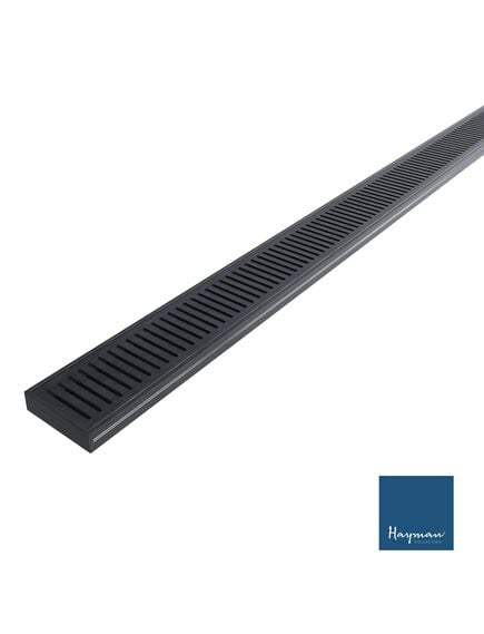 Hayman Aluminum Grate Drain Brushed Black 100mm X 26mm - Tradie Cart